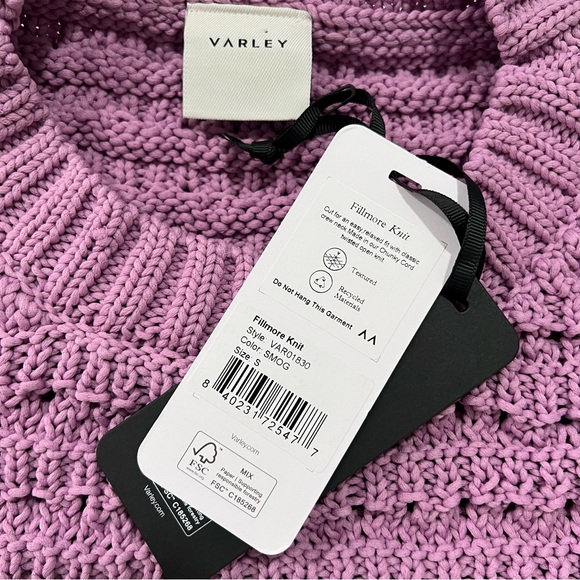 Varley Fillmore Twisted Knit Crewneck Relaxed Fit  Smokey Grape Sweater S NWT - Picture 5 of 6